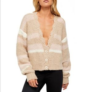 Free People Fine Time Cardigan in Latte